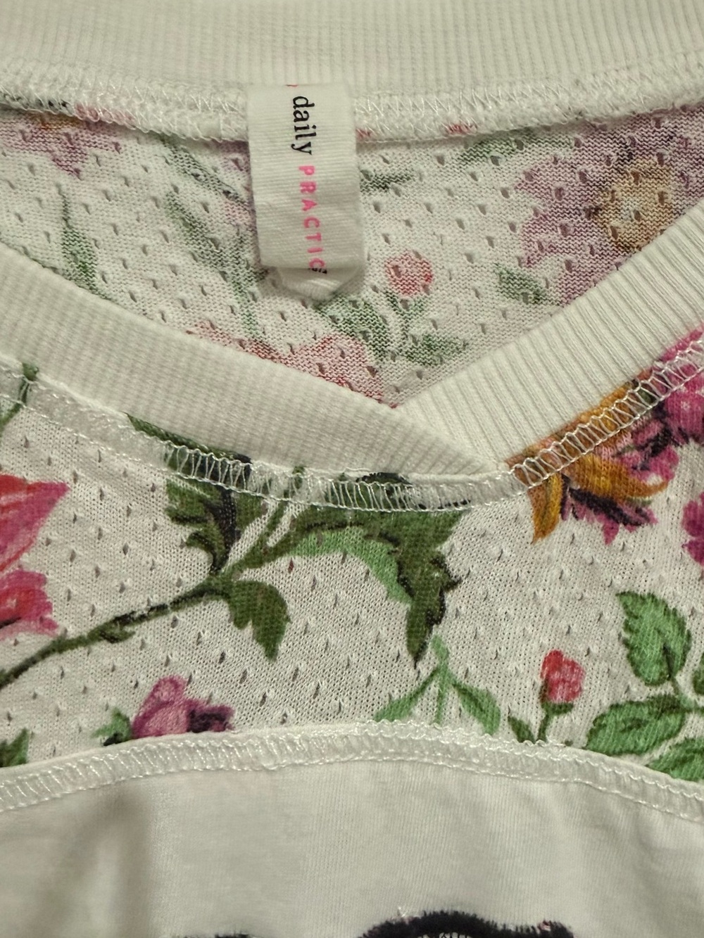 Anthropologie Daily Practice Mesh Short-Sleeve Tee with Number 9 Appliqué - Picture 2 of 9